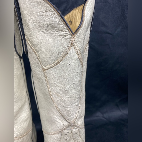 VTG Rios Of Mercedes Off White Full Quill Ostrich Cap Toe Anti Slip Vibram Soles - Picture 4 of 15